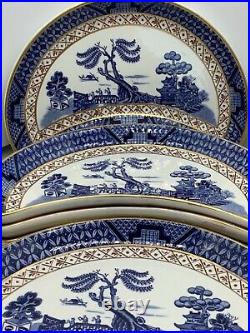 Set of 6, Rare Booths Real Old Willow Crescent Side Dishes A8025 Gold. Perfect