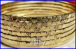 Set of 7 Brand New Pure 14K Gold Bangle Bracelets 6.7 inches PETITE. 2.5 mm wide