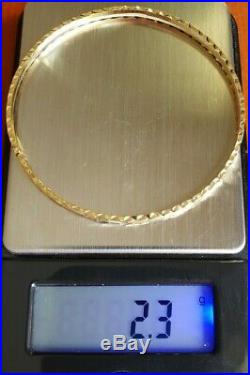 Set of 7 Brand New Pure 14K Gold Bangle Bracelets 6.7 inches PETITE. 2.5 mm wide