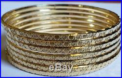 Set of 7 Brand New Pure 14K Gold Bangle Bracelets 6.7 inches PETITE. 2.75mm wide