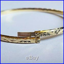 Set of 7 Brand New Pure 14K Gold Bangle Bracelets 6.7 inches PETITE. 3 mm wide