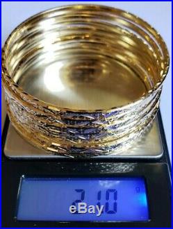 Set of 7 Brand New Pure 14K Gold Bangle Bracelets 6.7 inches PETITE. 3 mm wide
