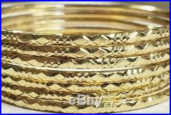 Set of 7 Brand New Pure 14K Gold Bangle Bracelets. 7 inches PETITE. 2.5 mm wide