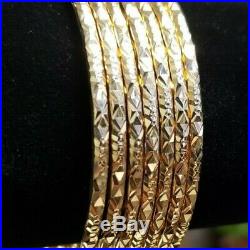 Set of 7 Brand New Pure 14K Gold Bangle Bracelets. 7 inches PETITE. 2.5 mm wide