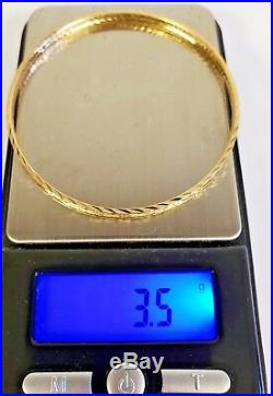 Set of 7 Brand New Pure 14k gold Bangle bracelet. 7 inch long. 3.5 mm wide