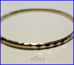 Set of 7 Brand New Pure 14k gold Bangle bracelets 6.7 in long Petite. 3 mm wide