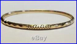 Set of 7 Brand New Pure 14k gold Bangle bracelets 6.7 in long Petite. 3 mm wide