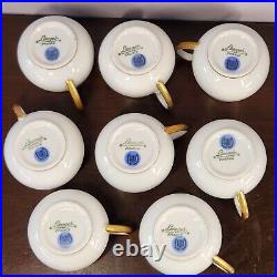 Set of 8 Limoges France Pot De Crème Dessert Cup Bowl Rosebud Finial White Gold