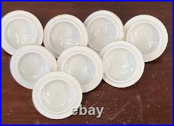 Set of 8 Limoges France Pot De Crème Dessert Cup Bowl Rosebud Finial White Gold