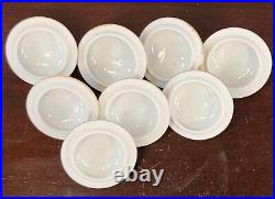 Set of 8 Limoges France Pot De Crème Dessert Cup Bowl Rosebud Finial White Gold