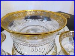 Set of dessert open shape crystal Saint st Louis Thistle gold stamped perfect