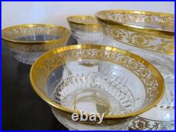 Set of dessert open shape crystal Saint st Louis Thistle gold stamped perfect