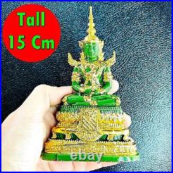 Set3 Season Emerald Buddha Statue Meditation Pure Gold Decor Thai Amulet #18027