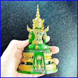 Set3 Season Emerald Buddha Statue Meditation Pure Gold Decor Thai Amulet #18027