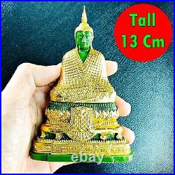 Set3 Season Emerald Buddha Statue Meditation Pure Gold Decor Thai Amulet #18027