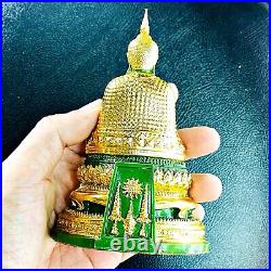 Set3 Season Emerald Buddha Statue Meditation Pure Gold Decor Thai Amulet #18027