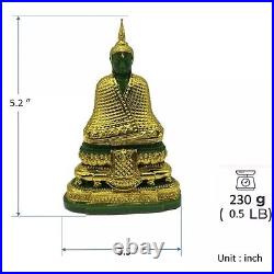 Set3 Season Emerald Buddha Statue Meditation Pure Gold Decor Thai Amulet #18027