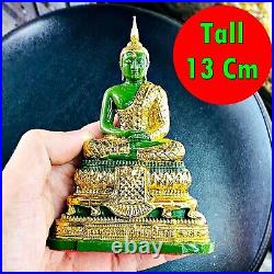 Set3 Season Emerald Buddha Statue Meditation Pure Gold Decor Thai Amulet #18027