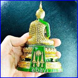 Set3 Season Emerald Buddha Statue Meditation Pure Gold Decor Thai Amulet #18027