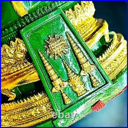 Set3 Season Emerald Buddha Statue Meditation Pure Gold Decor Thai Amulet #18027