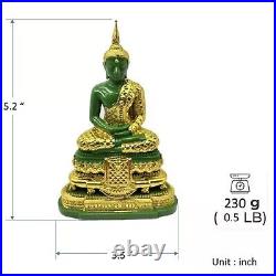 Set3 Season Emerald Buddha Statue Meditation Pure Gold Decor Thai Amulet #18027