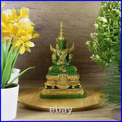 Set3 Season Emerald Buddha Statue Meditation Pure Gold Decor Thai Amulet #18027