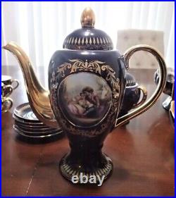 Sevres Porcelain Tea Set, Cobalt Gold in Perfect Condition, No Reserve