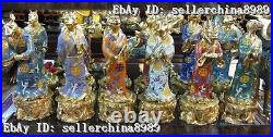 Sign China 100% Pure Bronze 24K Gold cloisonne twelve zodiac animals Statue Set