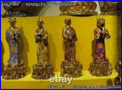 Sign China 100% Pure Bronze 24K Gold cloisonne twelve zodiac animals Statue Set