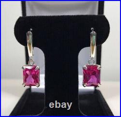 Simulated Pink Sapphire 3.00Ct Emerald Cut Jewelry Set 14K White Gold Plated