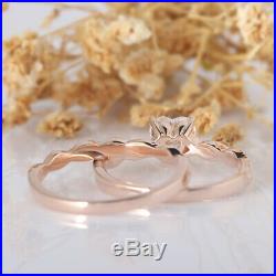 Solid 10k Rose Pure Gold Engagement Twisted Ring Bridal Set 1.50 Carat Dimaond