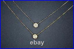 Solid 14k Gold 1ct Round Solitaire CZ Pendant Necklace Bezel Set Chain Gift