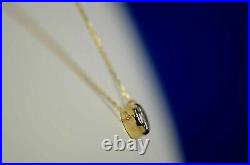 Solid 14k Gold 1ct Round Solitaire CZ Pendant Necklace Bezel Set Chain Gift