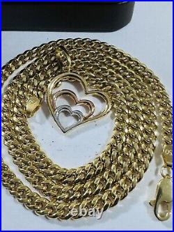 Solid 18K 750 Gold Tricolor set Heart Necklace 17.5/18 Long 4.5mm 15.3g Womens