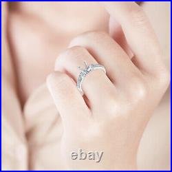 Solid 18K White Gold Round 6mm Perfect Semi-Mount Ring Prong Setting Diamonds
