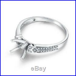 Solid 18K White Gold Round 6mm Perfect Semi-Mount Ring Prong Setting Diamonds