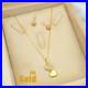 Solid 18K'Yellow'Gold'Heart'Pendant'Chain Necklace, Earring'Jewelry Set