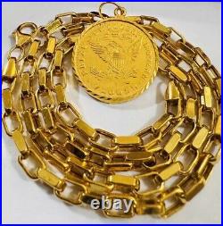 Solid 22K 22Ct 916 Fine Real Gold 20 Long Coins Set Necklace 19.8g 4mm