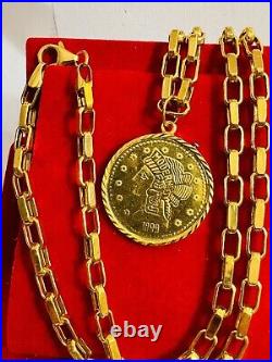 Solid 22K 22Ct 916 Fine Real Gold 20 Long Coins Set Necklace 19.8g 4mm