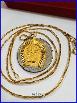 Solid 22K 22Ct 916 Fine Saudi Dubai Gold 20 Long Horseshoe Necklace 6.4g 1.2mm