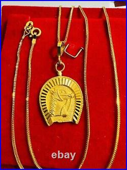 Solid 22K 22Ct 916 Fine Saudi Dubai Gold 20 Long Horseshoe Necklace 6.4g 1.2mm