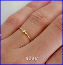 Solid Bezel Set Round Cut Cubic Zirconia With Pure 10K Yellow Gold Women's Ring