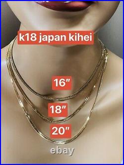 Solid K18 18K Japan Gold 12 Cut Kihei Chain Necklace 50cm 20 long 3.5mm 12.8g