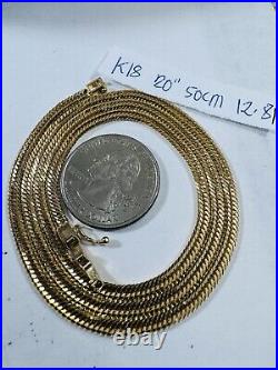 Solid K18 18K Japan Gold 12 Cut Kihei Chain Necklace 50cm 20 long 3.5mm 12.8g