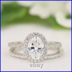 Solitaire 2.70 Ct Diamond Ring Size 7 6 5.5 14K Pure White Gold Wedding Band Set