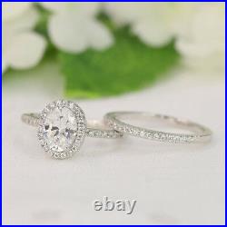 Solitaire 2.70 Ct Diamond Ring Size 7 6 5.5 14K Pure White Gold Wedding Band Set