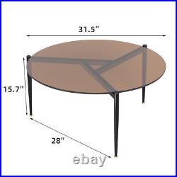 Sophisticated Ash Glass Coffee Table Modern Tables with Solid Steel Legs Gray Gold