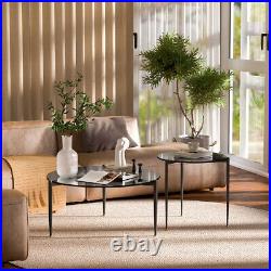 Sophisticated Ash Glass Coffee Table Modern Tables with Solid Steel Legs Gray Gold