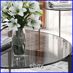 Sophisticated Ash Glass Coffee Table Modern Tables with Solid Steel Legs Gray Gold