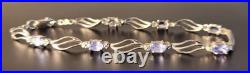 Sparkling Tanzanite + Diamond Tennis Bracelet set in 10K Solid White Gold Chain